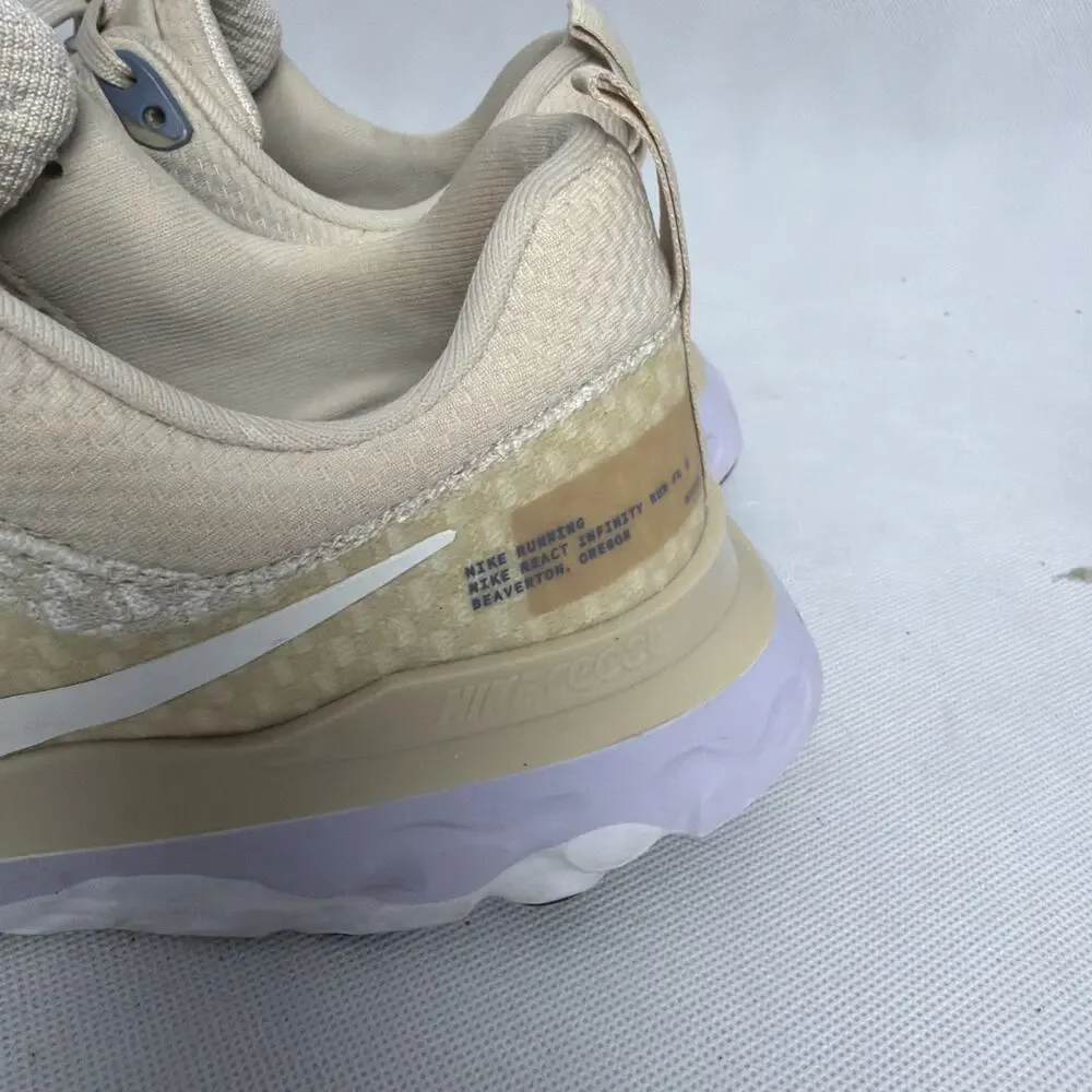 Nike React Infinity Run Flyknit 3 Oatmeal Women's 10 Training Shoes DZ3016-101
